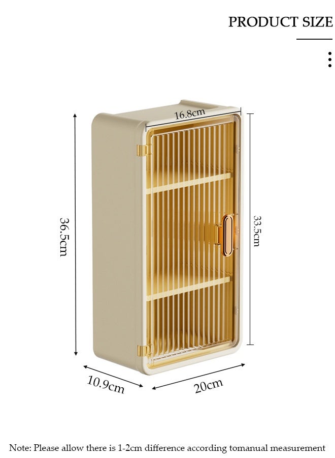 DUNISO Wall-Mounted Tissue Box, Single Door Bathroom Storage with Detachable Partition, No-Punch Waterproof Bathroom Towel & Toiletries Storage Cabinet, Large Capacity Roll Paper Storage Box - Image 2