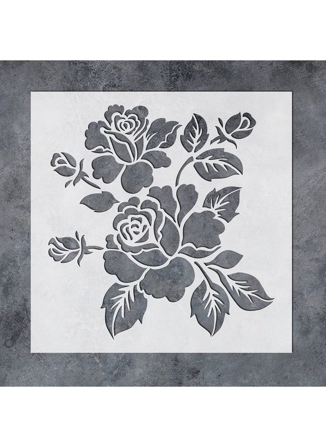 G GSS Designs Gss Designs Bloom Rose Stencils For Painting Wood Canvas Paper Fabric Walls Furniture Reusable Flower Stencils Floral Paint Stencils Set For Home Decor 12X12 Inch  - Image 1