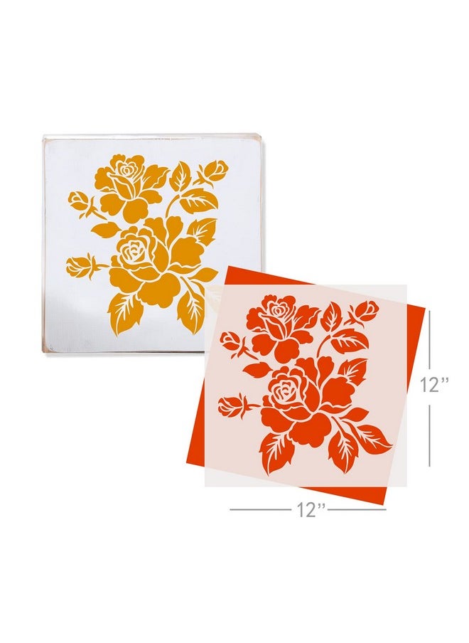 G GSS Designs Gss Designs Bloom Rose Stencils For Painting Wood Canvas Paper Fabric Walls Furniture Reusable Flower Stencils Floral Paint Stencils Set For Home Decor 12X12 Inch  - Image 2