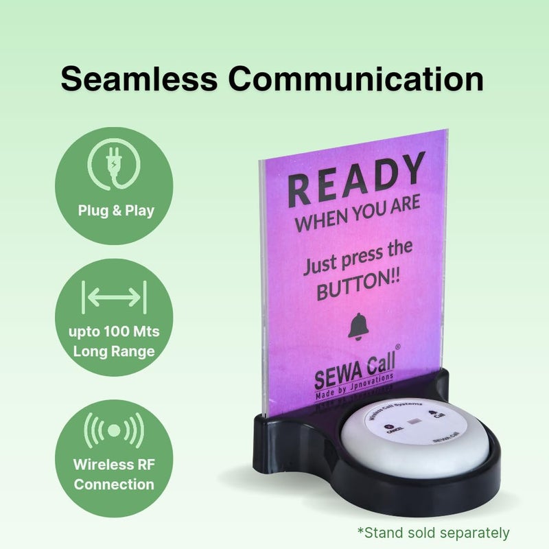SEWACall Wireless Call Bell System for Restaurant Offices Doctors Hospitals Waiter Call Systems Office Boy Call Bell100 PlugPlay 12 Call ons and 1 Display - Image 5