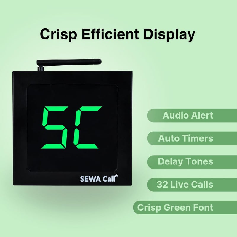 SEWACall Wireless Call Bell System for Restaurant Offices Doctors Hospitals Waiter Call Systems Office Boy Call Bell100 PlugPlay 12 Call ons and 1 Display - Image 4