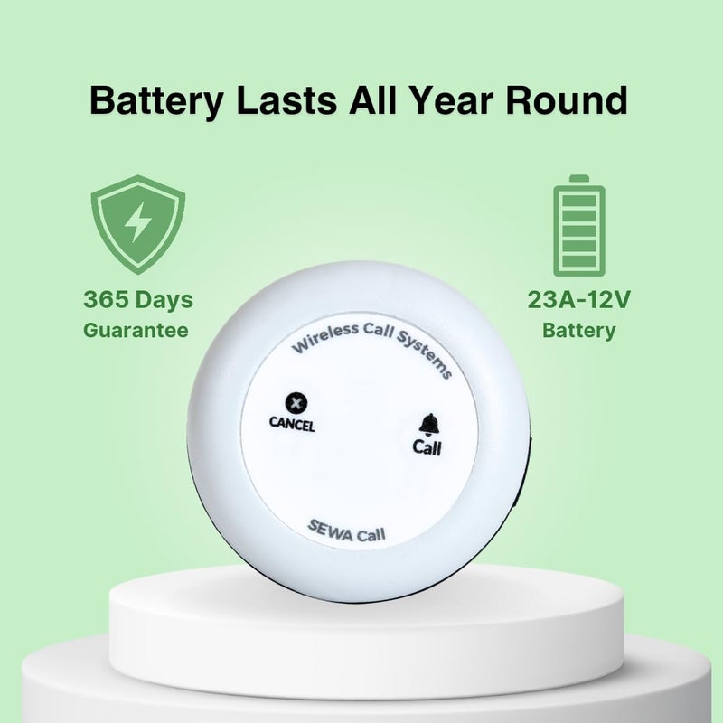 SEWACall Wireless Call Bell System for Restaurant Offices Doctors Hospitals Waiter Call Systems Office Boy Call Bell100 PlugPlay 12 Call ons and 1 Display - Image 2