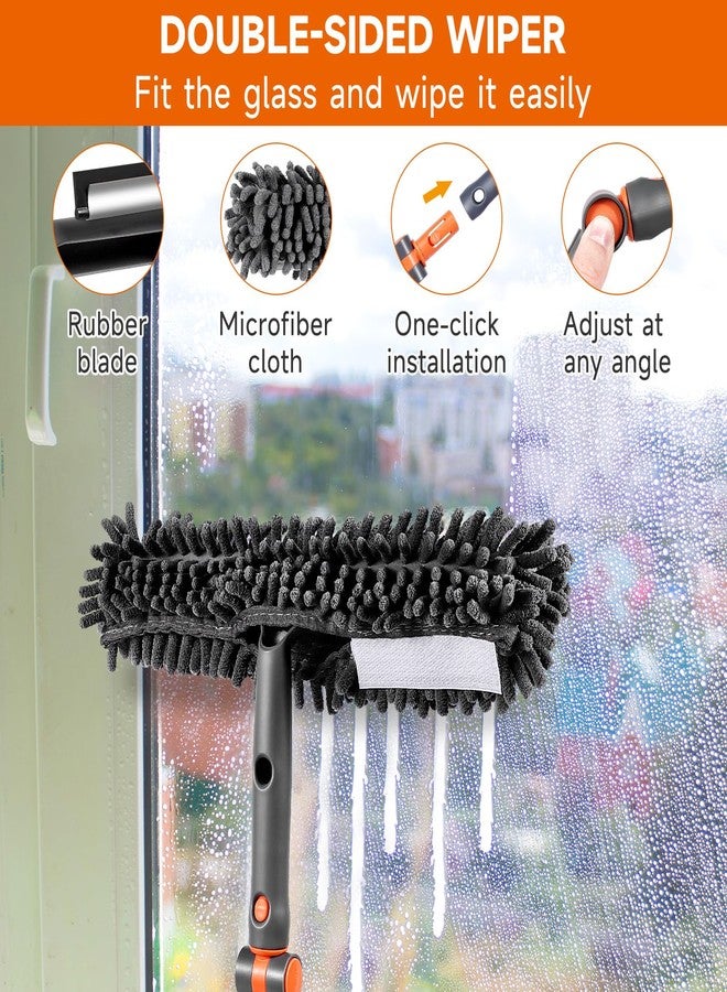 Chabatree Window Squeegee Cleaner Set 2-in-1 Window Cleaning Tool with Extendable Pole, Window Cleaning kit with Bendable Head for Indoor & Outdoor Glass for Car Indoor Outdoor High Windows（Kit2.0） - Image 4