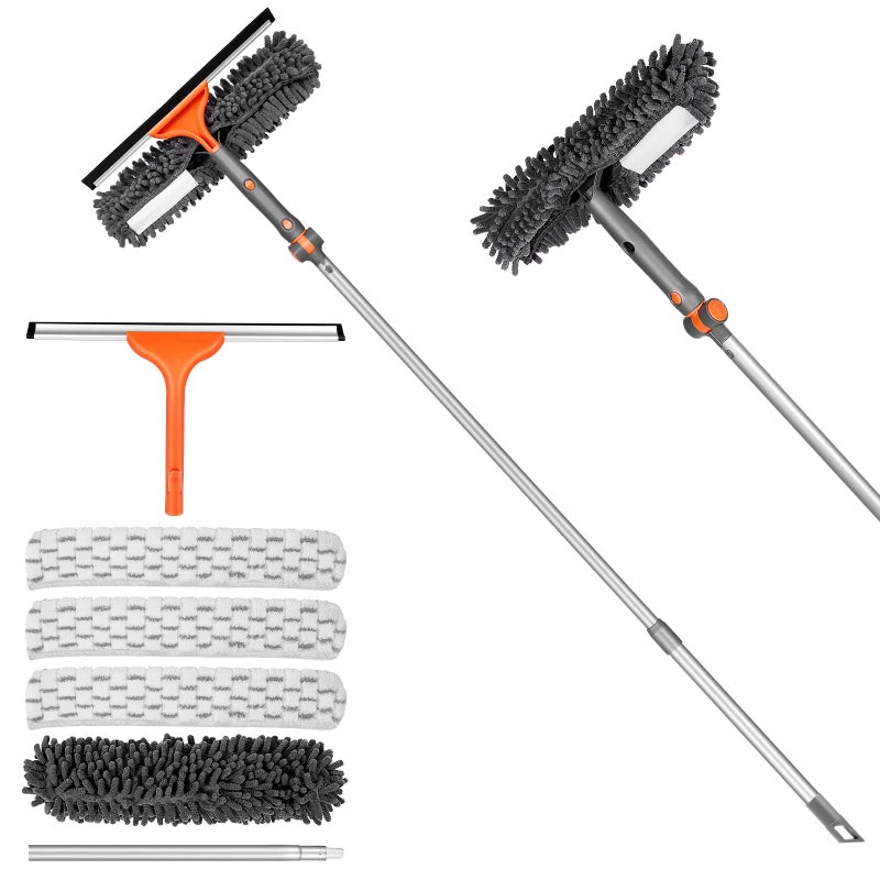 Chabatree Window Squeegee Cleaner Set 2-in-1 Window Cleaning Tool with Extendable Pole, Window Cleaning kit with Bendable Head for Indoor & Outdoor Glass for Car Indoor Outdoor High Windows（Kit2.0） - Image 1
