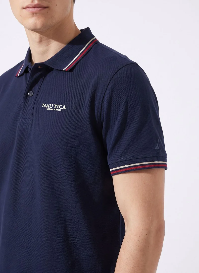 Nautica  Men's Polo Regular Fit Short Sleeve Premium Essentials Cotton Polo - Navy for Men | Best Price UAE