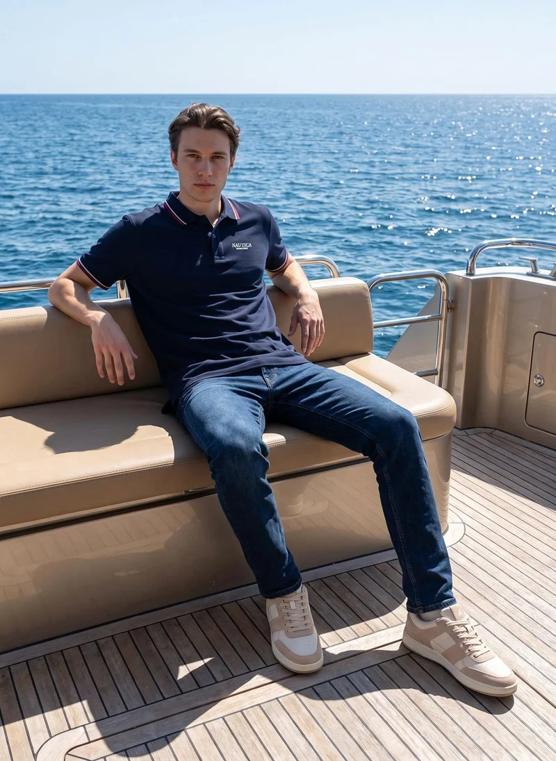 Nautica  Men's Polo Regular Fit Short Sleeve Premium Essentials Cotton Polo - Navy for Men | Best Price UAE