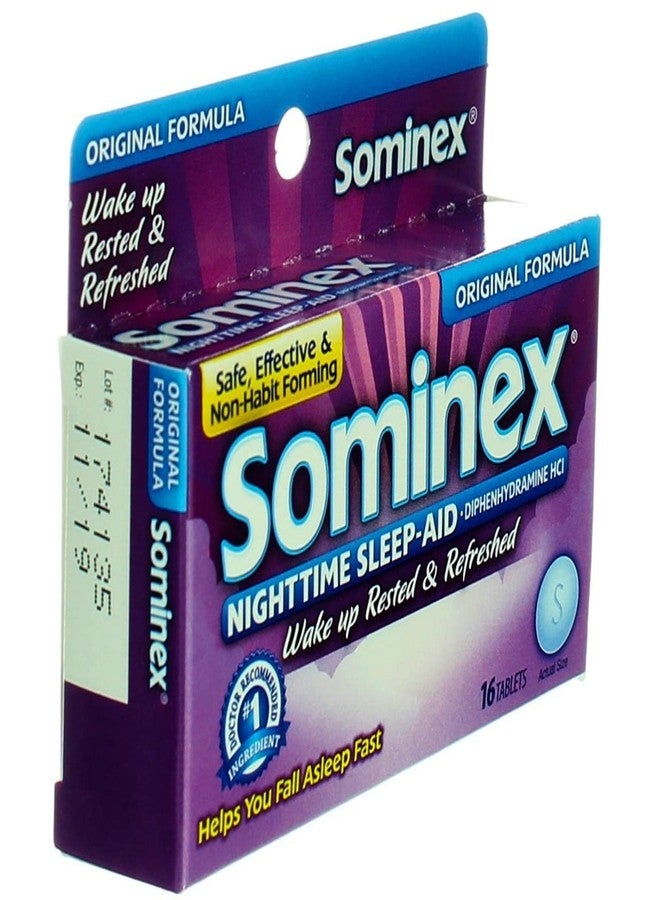 Sominex Nighttime Sleep-Aid with Diphenhydramine HCl 25 mg, Original Formula, 16 Tablets, (Pack of 1) - Image 4