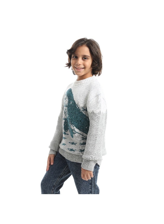 سيزار بلوفر صوف اولادي بتصميم صورة دولفين - Image 2