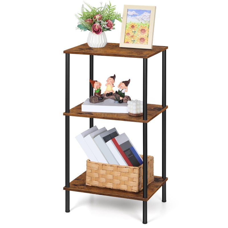 ETELI Tall End Table 3 Tier Side Table with Storage Small Nightstand for Small Spaces Living Room Bedroom 3 Tier Slim Table for Office - Image 1
