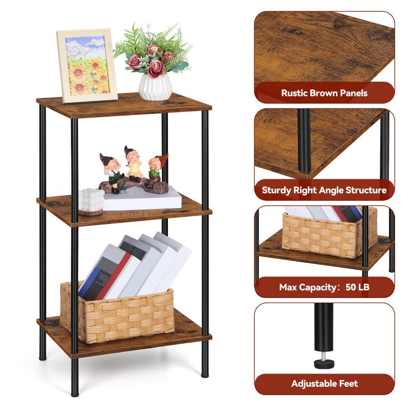 ETELI Tall End Table 3 Tier Side Table with Storage Small Nightstand for Small Spaces Living Room Bedroom 3 Tier Slim Table for Office - Image 4