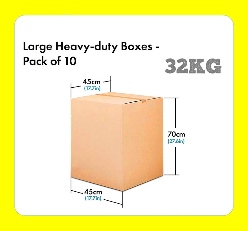 ECVV [10 Pack] Carton Box Large Double Wall 100% Recyclable Corrugated Cardboard Moving Boxes With 32 Kg Capacity, [45 X 45 X 70 Cm] Brown Carton For Packaging, Shipping And Storage, 5 Ply Brown - Image 2