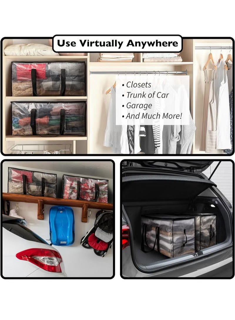 4-Pack 92L Heavy Duty Storage Bags, Foldable Closet Organizer & Large Moving Bags with Backpack Straps – Clothes, Bedding & Travel Packing Containers - Image 4