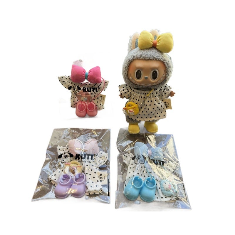 Doll Accessories Set with Bowknot Polka Dot Dress, Shoes and Bag - Image 5