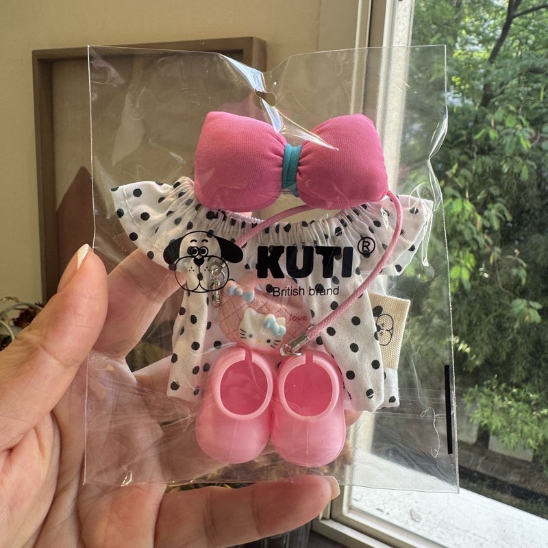 Doll Accessories Set with Bowknot Polka Dot Dress, Shoes and Bag - Image 4
