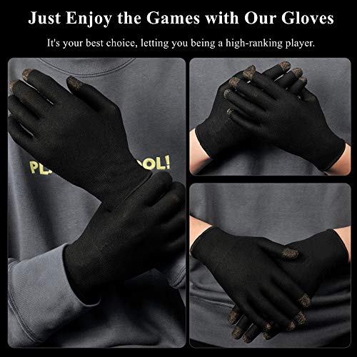Rakizbe Gaming Gloves for Sweaty Hands - Rakizbe High-Sensitive Anti-Sweat Breathable Seamless Touch Screen Gloves with Thumb Finger Sleeves for iPad/Mobile Game Controller - Image 5