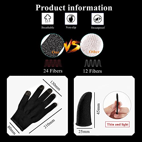 Rakizbe Gaming Gloves for Sweaty Hands - Rakizbe High-Sensitive Anti-Sweat Breathable Seamless Touch Screen Gloves with Thumb Finger Sleeves for iPad/Mobile Game Controller - Image 2