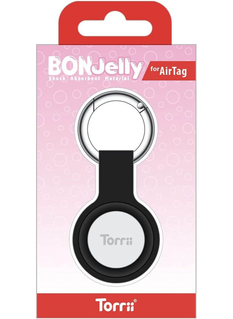 Torrii Bon Jelly Case Cover for AirTag Keychain Ring Holder - Black  - Image 2