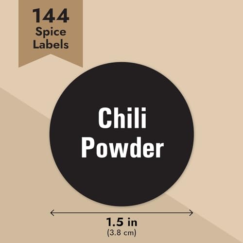 Talented Kitchen Spice Labels Stickers - 144 Round 1.5-Inch Water-Resistant Vinyl - Preprinted Chalkboard-Style Labels for Glass Spice Jars & Seasoning Containers - Pantry Organization - Image 4