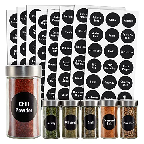Talented Kitchen Spice Labels Stickers - 144 Round 1.5-Inch Water-Resistant Vinyl - Preprinted Chalkboard-Style Labels for Glass Spice Jars & Seasoning Containers - Pantry Organization - Image 1