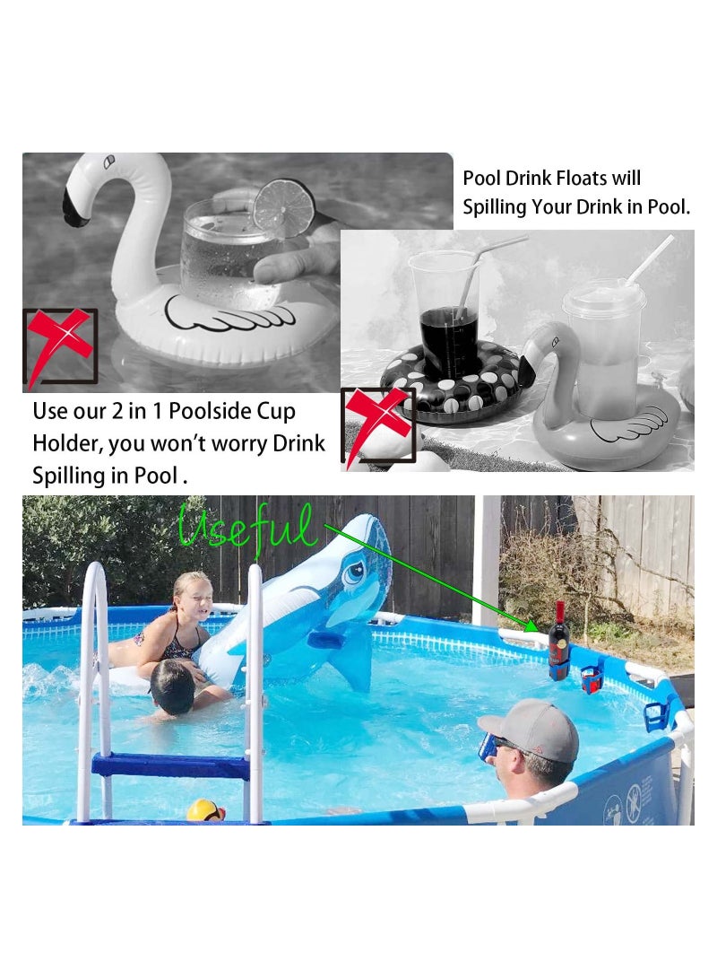 SOLARAE 2 in 1 Pool Accessories Above Ground Pool Cup Holder No Spills Pool Cup Holders for Only Fits 2 inch or Less Top Round Bar - Image 4