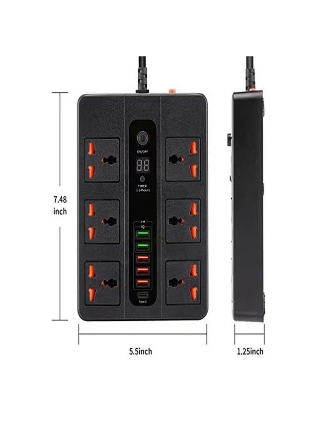 ULHYC Universal Outlet USB C PD Quick Charging Socket with Timing Function Power Strips Extension Lead Outlets for Home Office - Image 4