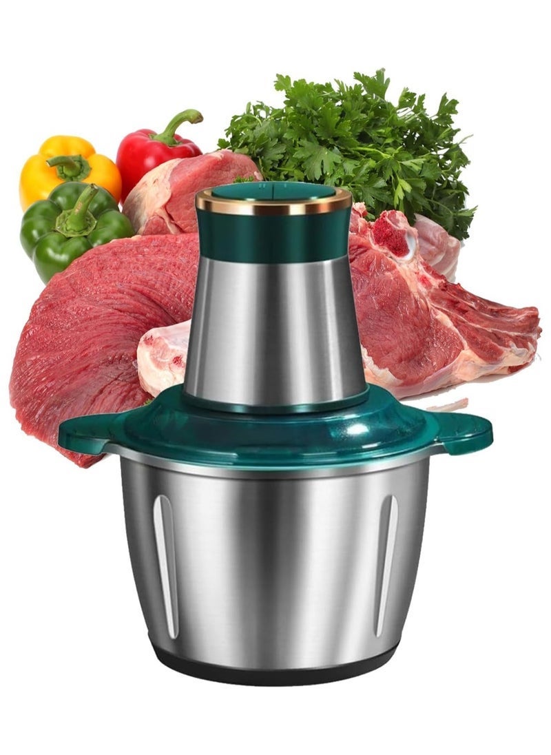TIGER Multifunctional Stainless Steel Meat Grinder,3l Electric Food Chopper Stainless Steel Processor Meat Grinder Mixer,300w Meat Grinder,Electric Meat Mincer Machine,electric Food Chopper (Green)  - Image 1
