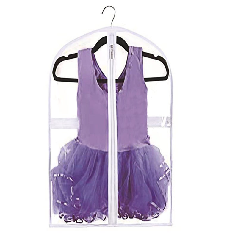 WJWSKI Clear Kids Dance Garment Bag for Hanging Clothes,35 Inch Waterproof PVC Travel Garment Bag with 3 Pockets for Dance Costumes,Sports,Skating,Theatre,Beauty Pageants & More - Image 1