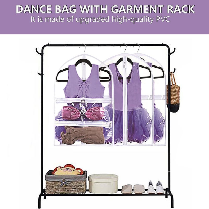 WJWSKI Clear Kids Dance Garment Bag for Hanging Clothes,35 Inch Waterproof PVC Travel Garment Bag with 3 Pockets for Dance Costumes,Sports,Skating,Theatre,Beauty Pageants & More - Image 4