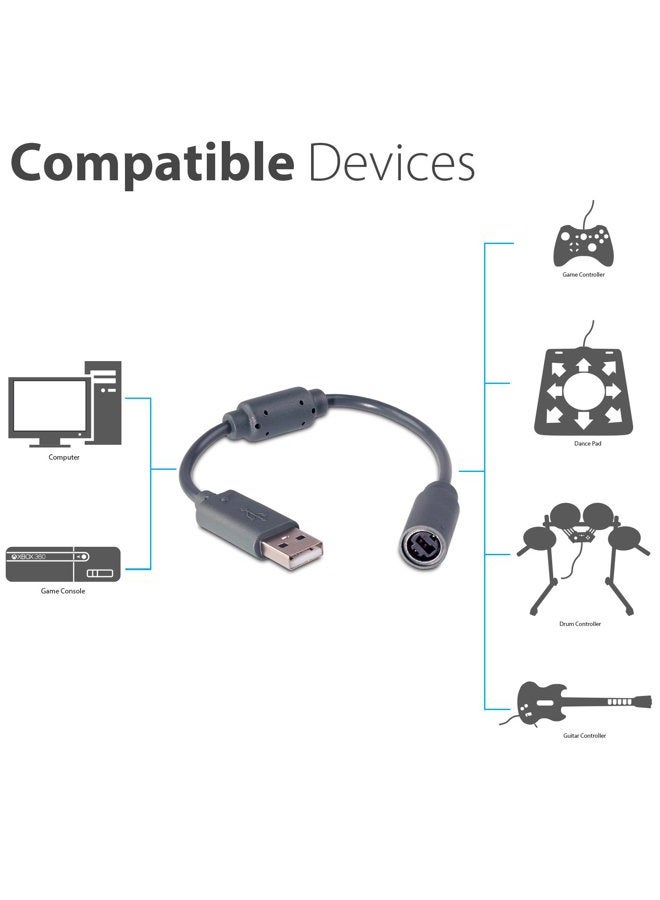 Fosmon Replacement Dongle for Microsoft Xbox 360 Wired Controllers (Adapter Controller USB Breakaway Cable) - Image 2