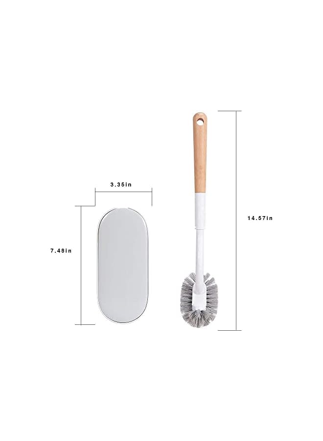 promass Toilet Brush with Holder,Curved Design Angled Clean Tool with Wood Handle,Wall Mounted Toilet Brushes Set for Bathroom - Image 5