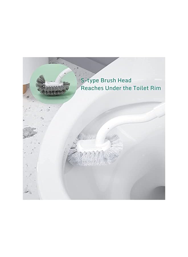 promass Toilet Brush with Holder,Curved Design Angled Clean Tool with Wood Handle,Wall Mounted Toilet Brushes Set for Bathroom - Image 4