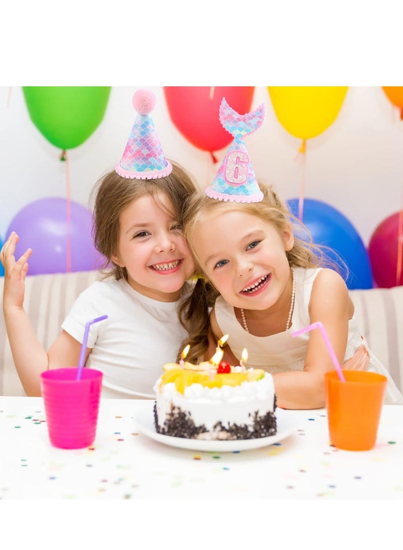 واي آند دي Mermaid Party Hats, 3PCS Glitter Hat, Birthday Cone Sparkle Headband Decoration Crown Hat for Kids Boys Girls, Theme Supplies - Image 3