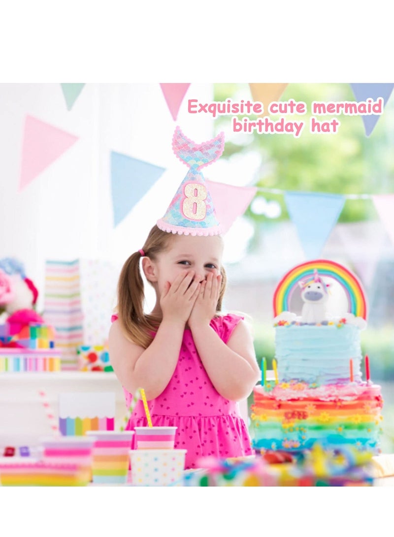 واي آند دي Mermaid Party Hats, 3PCS Glitter Hat, Birthday Cone Sparkle Headband Decoration Crown Hat for Kids Boys Girls, Theme Supplies - Image 4