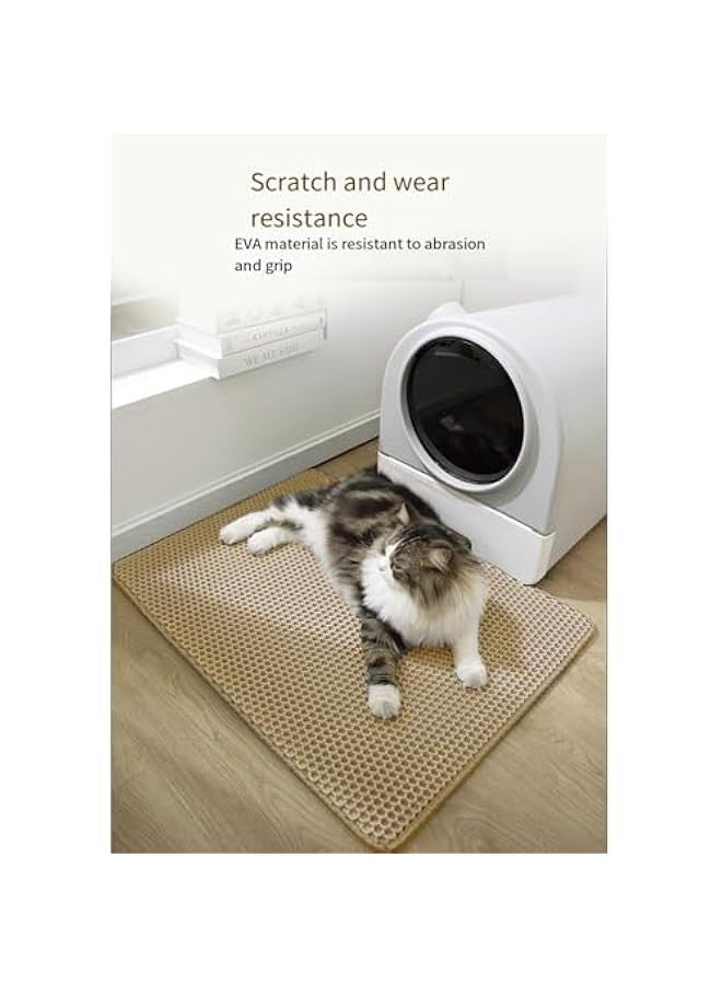 تراسل حصيرة فضلات قطط كبيرة، 35 بوصة × 24 بوصة حصيرة محاصرة للقطط، تصميم على شكل قرص عسل للتحكم في التبعثر، حصيرة صندوق فضلات سهلة التنظيف، مقاومة للماء ومقاومة للبول، غير قابلة للانزلاق، حصيرة فضلات القطط للأرضية - Image 2