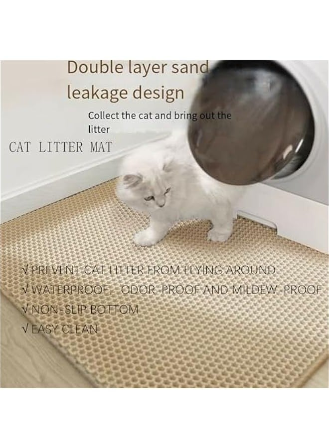 تراسل حصيرة فضلات قطط كبيرة، 35 بوصة × 24 بوصة حصيرة محاصرة للقطط، تصميم على شكل قرص عسل للتحكم في التبعثر، حصيرة صندوق فضلات سهلة التنظيف، مقاومة للماء ومقاومة للبول، غير قابلة للانزلاق، حصيرة فضلات القطط للأرضية - Image 3