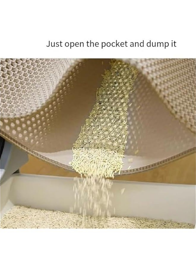 تراسل حصيرة فضلات قطط كبيرة، 35 بوصة × 24 بوصة حصيرة محاصرة للقطط، تصميم على شكل قرص عسل للتحكم في التبعثر، حصيرة صندوق فضلات سهلة التنظيف، مقاومة للماء ومقاومة للبول، غير قابلة للانزلاق، حصيرة فضلات القطط للأرضية - Image 4