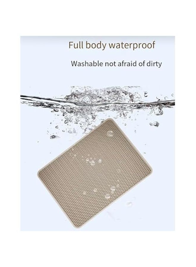 تراسل حصيرة فضلات قطط كبيرة، 35 بوصة × 24 بوصة حصيرة محاصرة للقطط، تصميم على شكل قرص عسل للتحكم في التبعثر، حصيرة صندوق فضلات سهلة التنظيف، مقاومة للماء ومقاومة للبول، غير قابلة للانزلاق، حصيرة فضلات القطط للأرضية - Image 5