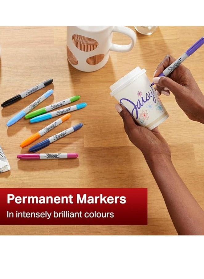 شاربي قلم تحديد دائم ذو طرفين رفيع وفائق الدقة باللون الأسود - Image 2