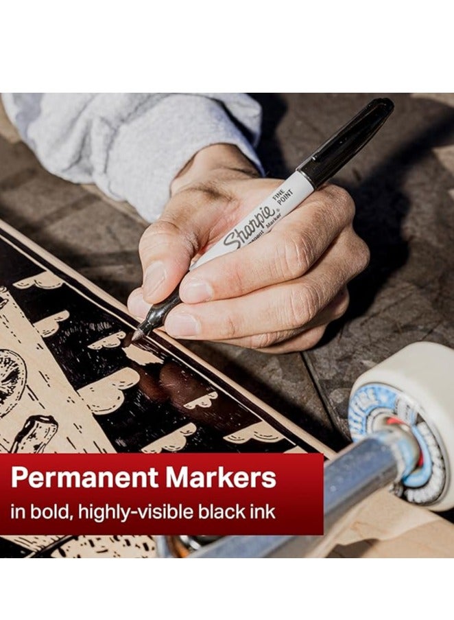 شاربي قلم تحديد دائم ذو طرفين رفيع وفائق الدقة باللون الأسود - Image 3