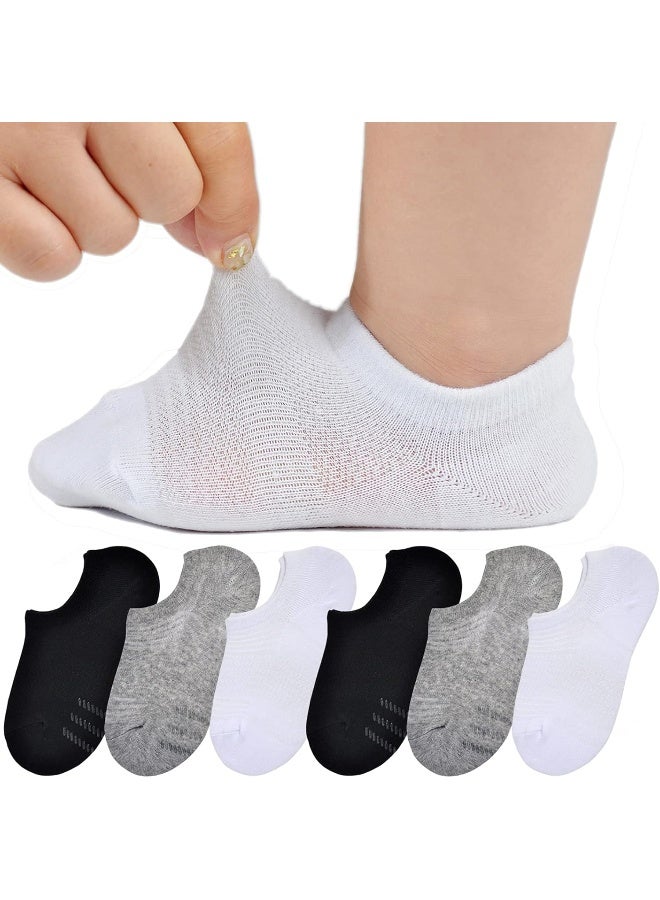JORMATT JORMATT Toddler Little Girls Boys No Show Socks Cotton Anti Slip Low Cut Socks With Grips 6 Pairs - Image 1