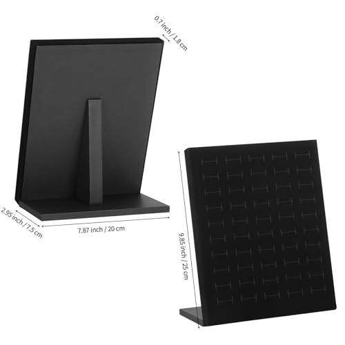 KUKUVR Velvet L-Shaped 50 Slots Ring Earring Holder Display Stand, jewelry Ring Earring Organizer Case Tray for Women & Selling Show (Black) - Image 2