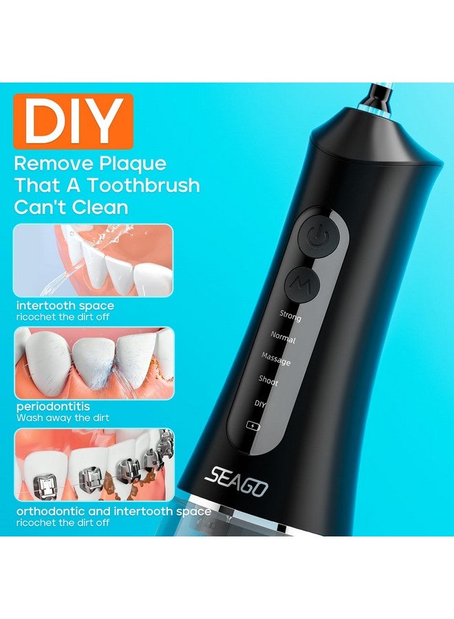سيجو جهاز تنظيف الأسنان بالماء اللاسلكي للأسنان، 5 أوضاع و7 فوهات، جهاز تنظيف الأسنان بالماء 300 مل، وظيفة الذاكرة في وضع DIY، جهاز تنظيف الأسنان المقاوم للماء IPX7، SG8019 أسود - Image 5