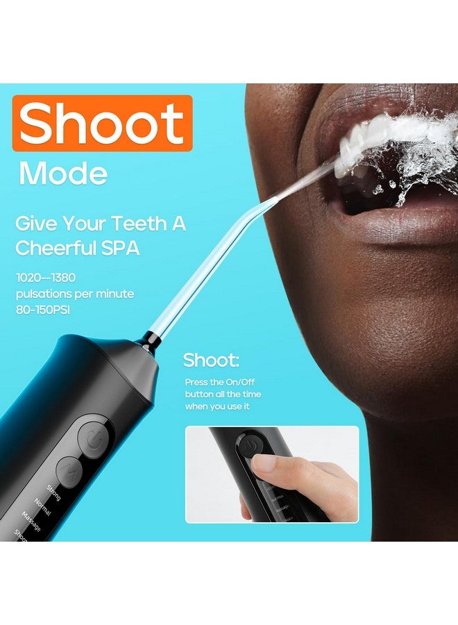 سيجو جهاز تنظيف الأسنان بالماء اللاسلكي للأسنان، 5 أوضاع و7 فوهات، جهاز تنظيف الأسنان بالماء 300 مل، وظيفة الذاكرة في وضع DIY، جهاز تنظيف الأسنان المقاوم للماء IPX7، SG8019 أسود - Image 4