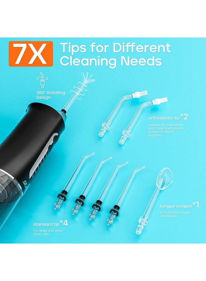 سيجو جهاز تنظيف الأسنان بالماء اللاسلكي للأسنان، 5 أوضاع و7 فوهات، جهاز تنظيف الأسنان بالماء 300 مل، وظيفة الذاكرة في وضع DIY، جهاز تنظيف الأسنان المقاوم للماء IPX7، SG8019 أسود - Image 3