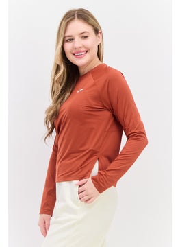 Brooks Women Sportswear Fit Long Sleeve Training Top, Rust Brown  - Image 4