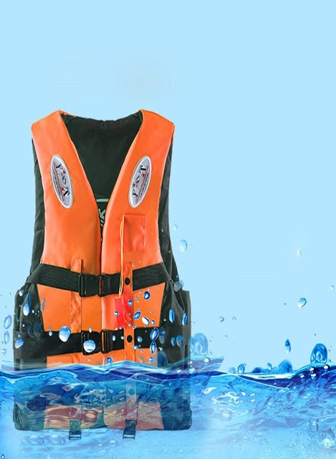 Delavala Universal Life Jacket for Adult Children Life Vest Swimming Boating Surfing Sailing Swimming Vest Oxford Cloth Waterproof Buoyancy Jacket with Survival Whistle (Orange) - Image 1