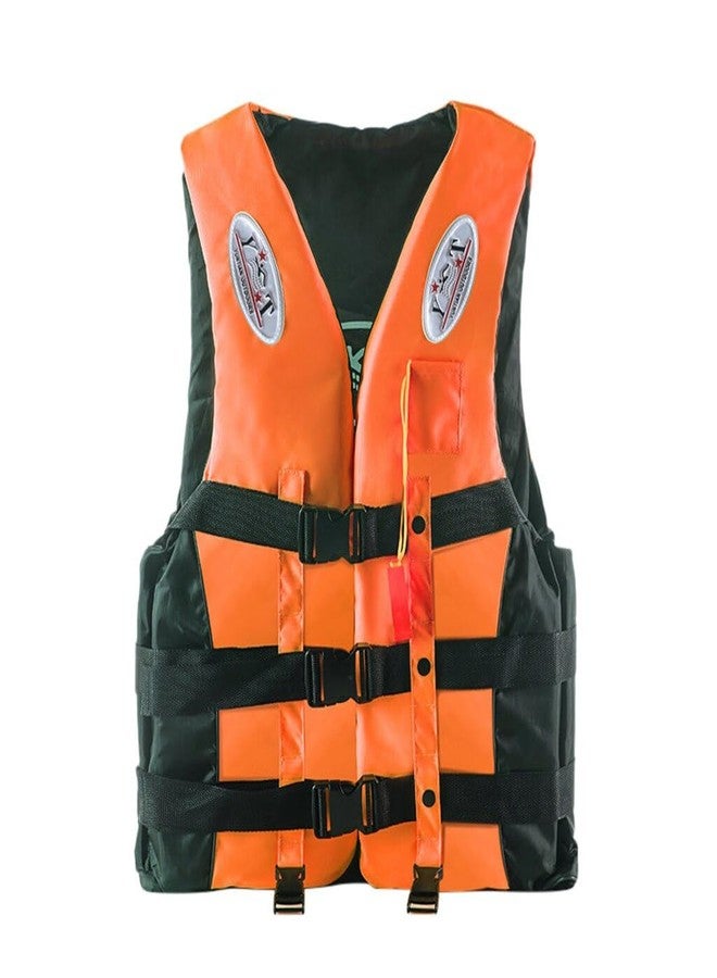 Delavala Universal Life Jacket for Adult Children Life Vest Swimming Boating Surfing Sailing Swimming Vest Oxford Cloth Waterproof Buoyancy Jacket with Survival Whistle (Orange) - Image 3
