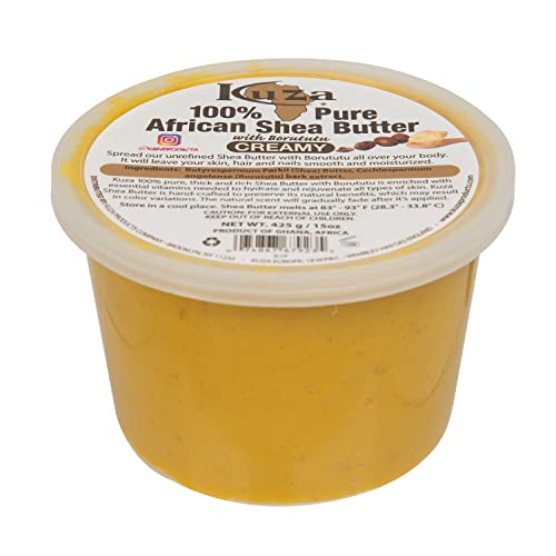 Kuza 100 African Shea Butter with Borututu Creamy Yellow for Skin Hair and Nails 15 oz - Image 2