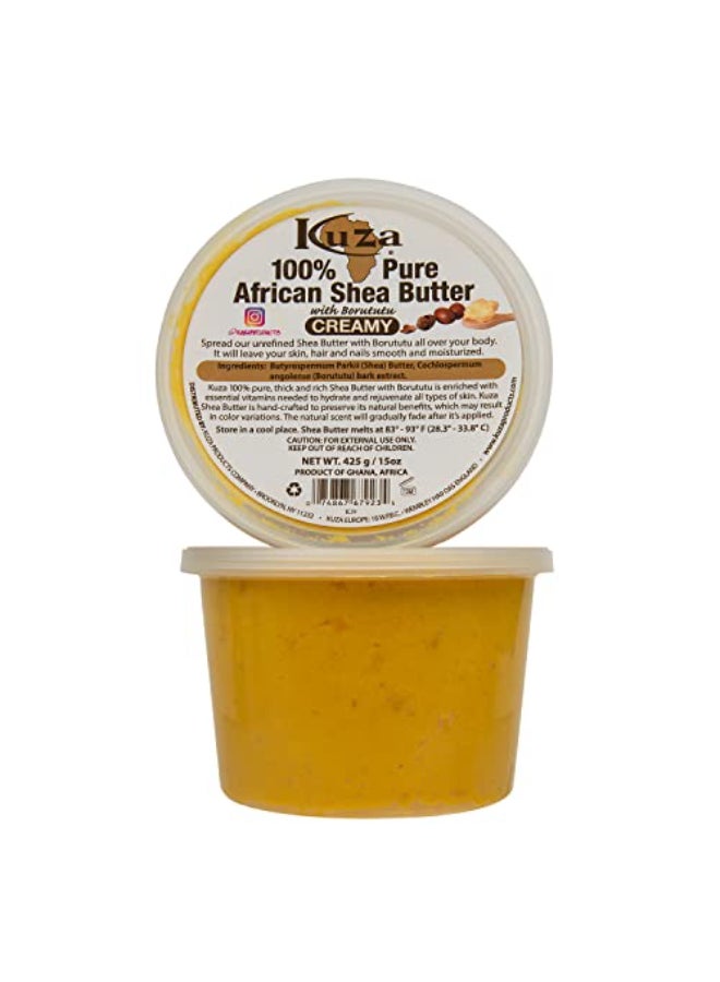 Kuza 100 African Shea Butter with Borututu Creamy Yellow for Skin Hair and Nails 15 oz - Image 4