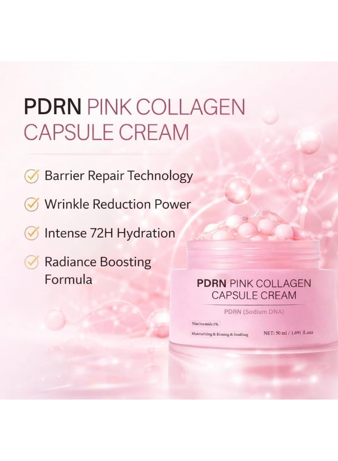 كريم كبسولات الكولاجين الوردي من PDRN، بخلاصة حمض نووي من سمك السلمون، كريم مرطب خفيف الوزن من PDRN، ترطيب عميق، يُرمم البشرة ويمنحها إشراقة، جل كوري للعناية بالبشرة لجميع أنواع البشرة - Image 4